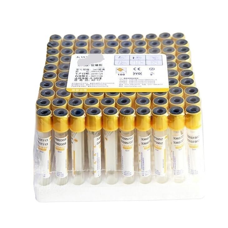 100pz Provette per Prelievo Ematico Sottovuoto con Gel e Attivatore di Coagulazione, Tappo Giallo Provette PRP per Separazione del Siero, Sterili, 3ml 5ml 10ml(Glass 3ml)