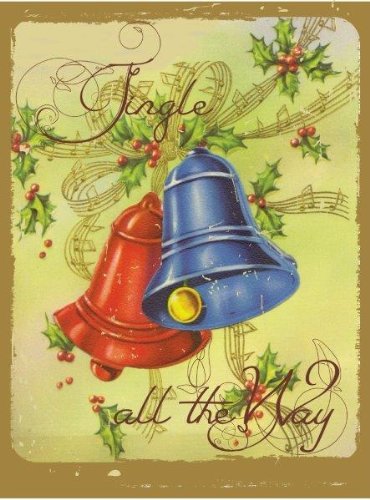 Jingle All the Way Metal Sign, Colorful Christmas Bells, Vintage Christmas Decor