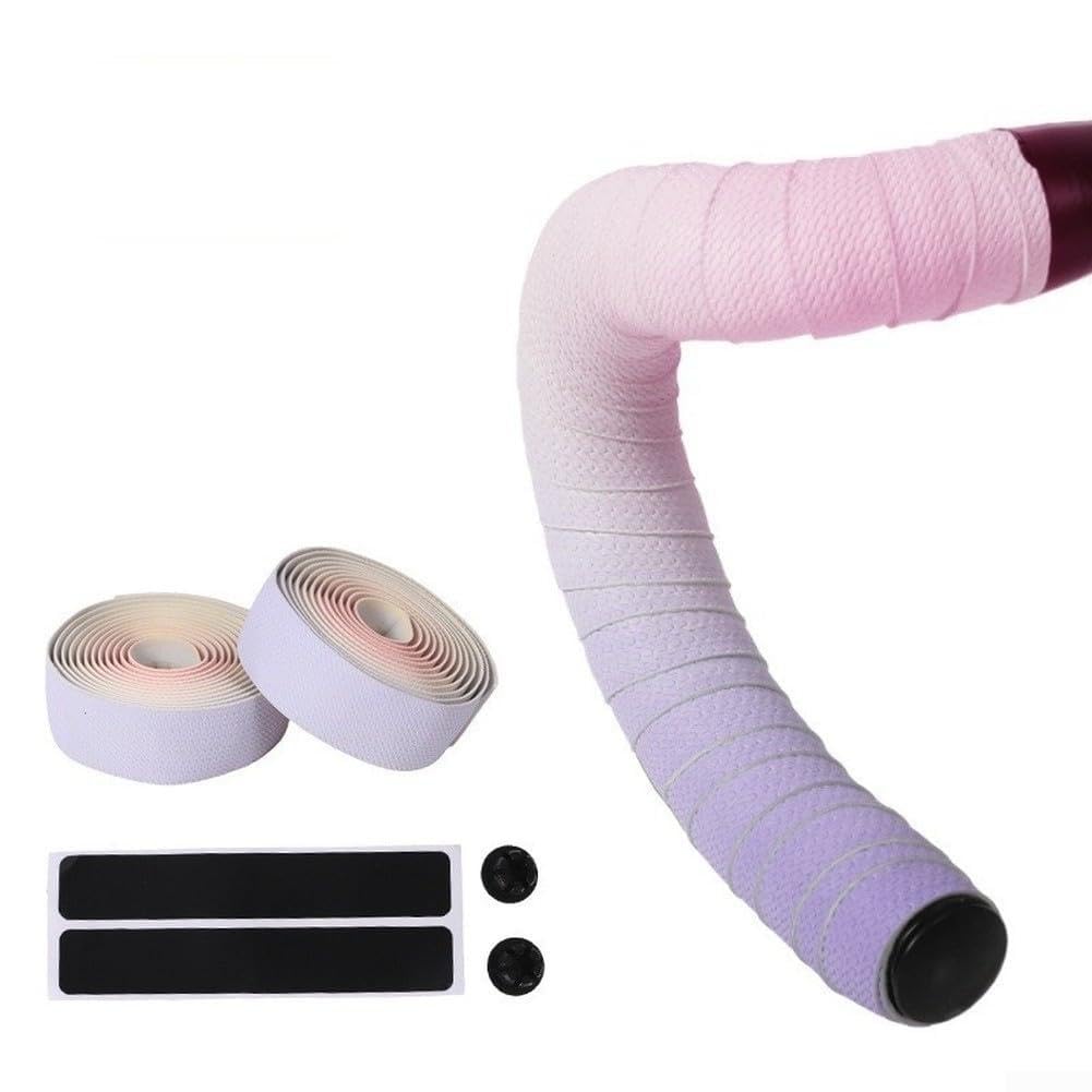 PU EVA Gradient Bar Tape For Road Bikes Nonslip Shock Absorbing Foam Wrap For Drop Handlebar Comfort And Stability(Purple Pink)