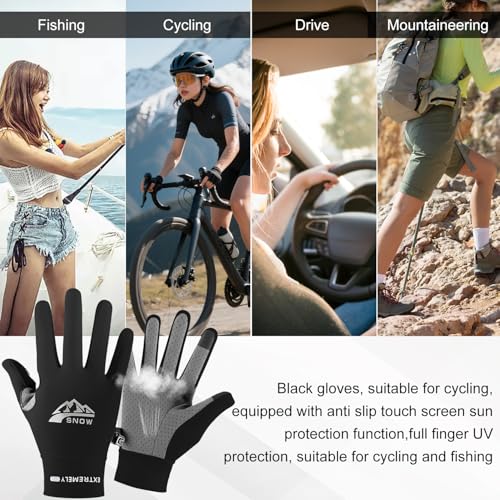 Image of TecoKart Sun Protection Gloves for Women | Women's Bike Gloves with Anti-lost Buckle | Touchscreen Anti-Slip Full Finger Gloves for Riding, Driving and Fishing