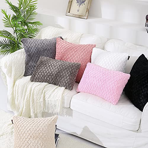 Mandioo Pack Of 2 Luxury Soft Plush Faux Fur Decorative Throw Pillow Covers Set Cushion Cases Pillowcases For Couch Sofa Bedroom Car 18X18 Inches,Black #TOP5