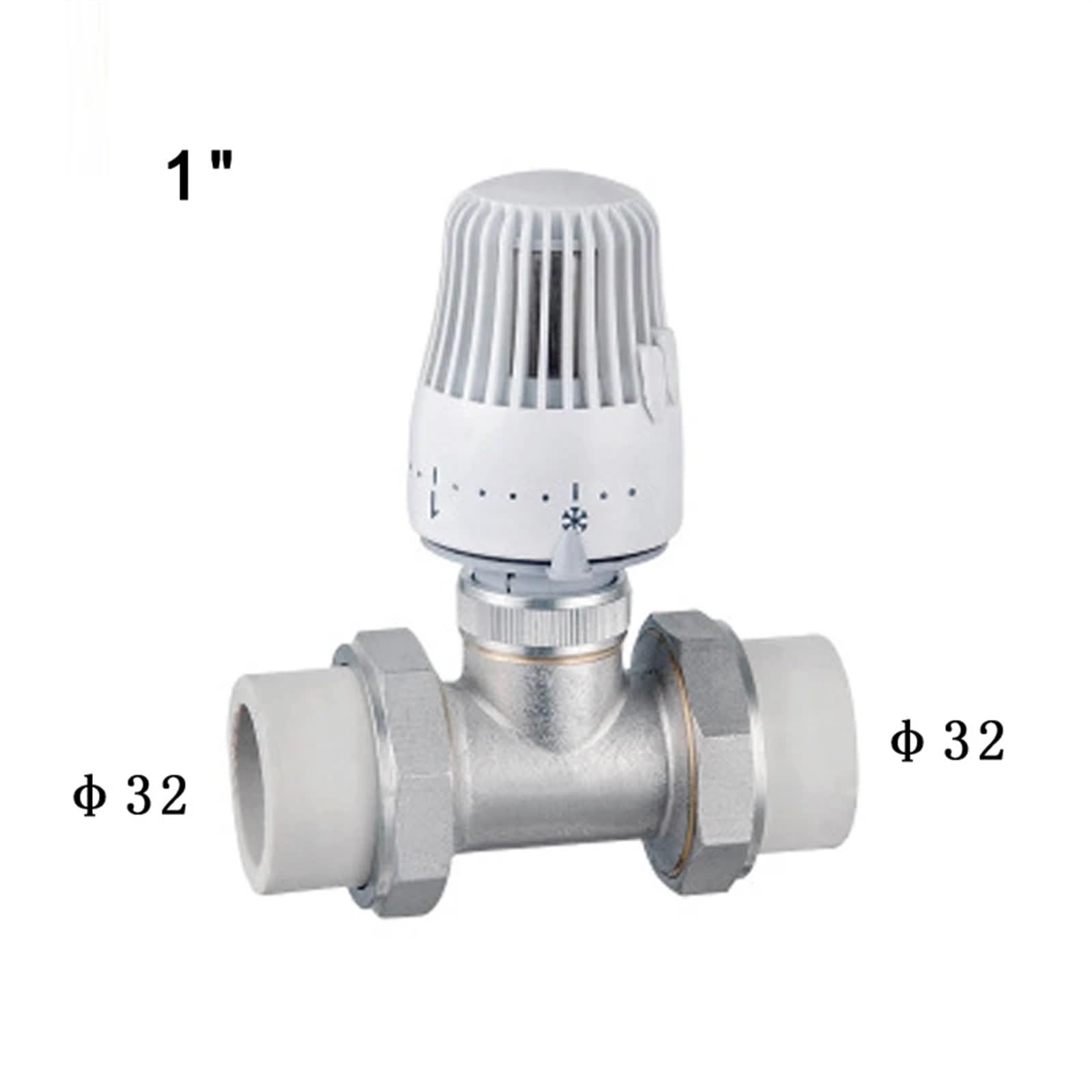 3/4 1 cala mosiężny termostatyczny zawór grzejnikowy PPR typ prosty automatyczny zawór regulacji temperatury 1 szt. (Rozmiar: 2.5 cm)