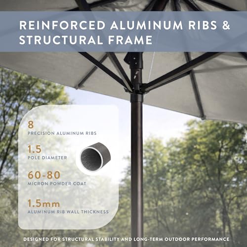 Image of California Umbrella 8-Year Protection 9 Ft Outdoor Patio Umbrella, Solstice Fade-Resistant Fabric, Auto-Tilt, Heavy Duty Aluminum Frame, 8 Reinforced Ribs for Pool or Deck, Bronze Pole