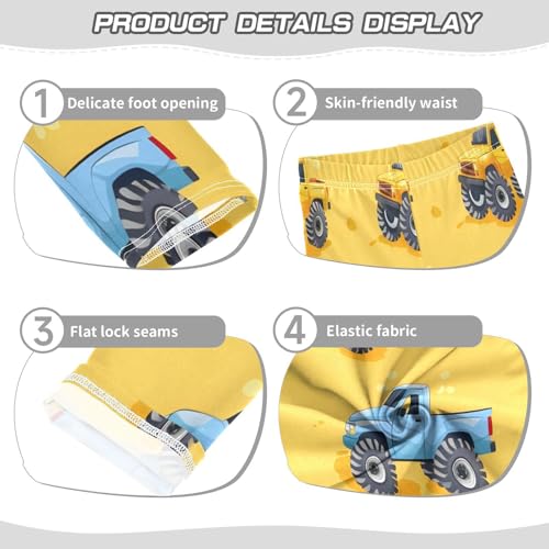 Bolaz Toddler Girls Leggings Printed Yoga Pants Leggings Blue Yellow Monster Truck for Kids3