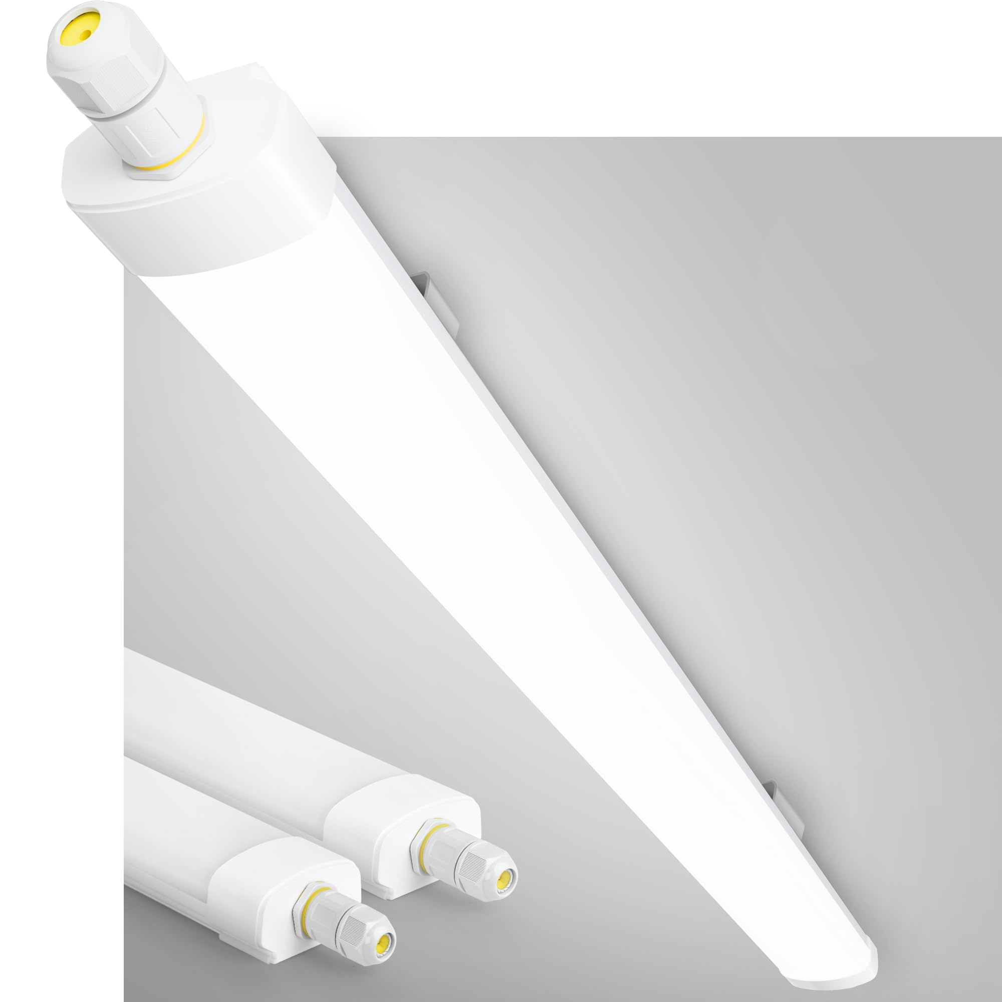 GeyouLux LED Feuchtraumleuchte 120cm, 40W 5040lm 5000k Kaltlweiß IP65 Wannenleuchte, Feuchtraumlampe mit Erdungsdraht, 192 LEDs Flickerfrei LED Röhre Deckenleuchte für Garage Werkstatt,Weiß, 3er