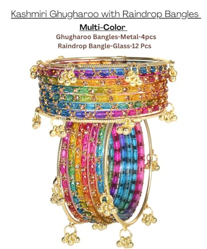 Image of AGPTEK Kashmiri Ghungroo Raindrop Bangles Combo Set | for Women and Girls|Set of 16 Pcs