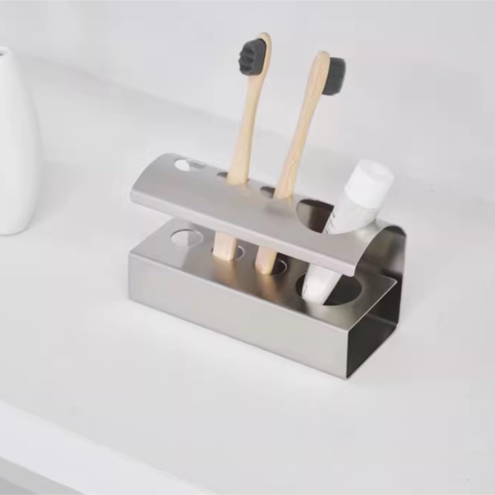 Organizer per Spazzolino da Denti Portaspazzolino da Parete in Acciaio Inox for Bagno con 4 Ganci for Appenderlo Accessori da Bagno