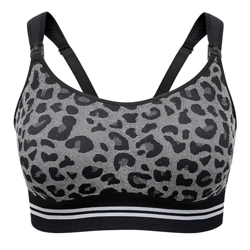 Image of Momcozy Seamless 4-in-1 Pumping Bra Hands Free, CozyFitClasp Pumping & Nursing Bras,Supportive Breast Pump Bra Leopard Black