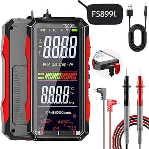FS899L Digital Multimeter - 6000 Counts True RMS AC/DC Voltage Tester with Color Screen, USB-C...