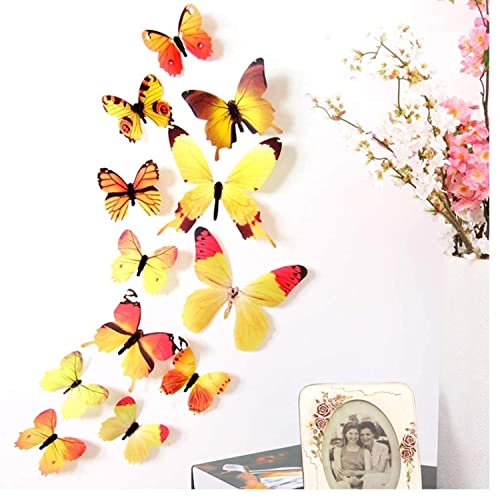 Image of JAAMSO ROYALS Yellow Colour 3D Butterfly Stickers for Wall, Decoration Items, Butterfly Stickers, Butterflies Wall-Decor, Butterflies for Walls Decoration 12 Piece (90CM X 90CM)