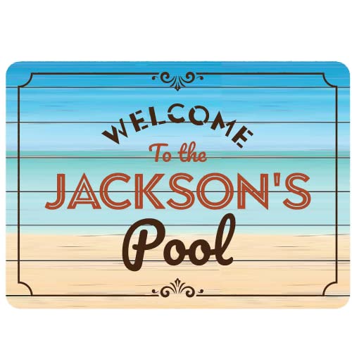 Personalized Pool Signs and Decor Welcome to Our Family Pool Signs Swimming Pool Decoration Outdoor Pool Wall Signs for Home Decor