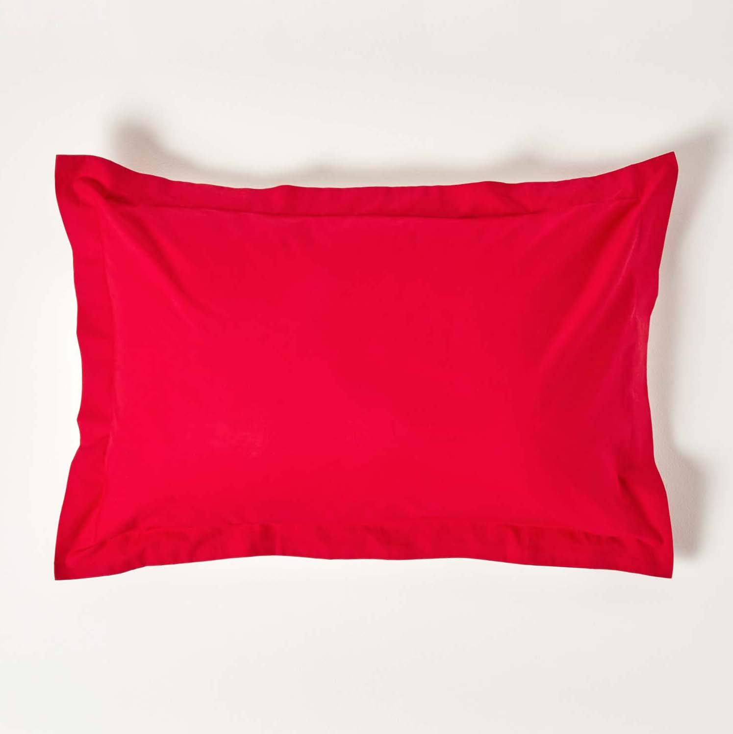 HOMESCAPES Red Pure Egyptian Cotton Oxford Pillowcase Standard Size 200 TC 400 Thread Count Percale Equivalent Pillow Case