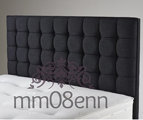 mm08enn Contemporary Lonarco Buttoned Headboard 30" in Turin Fabric Charcoal,Grey,Linen,Black,Brown,Duck Egg (4ft Small Double, Cream)