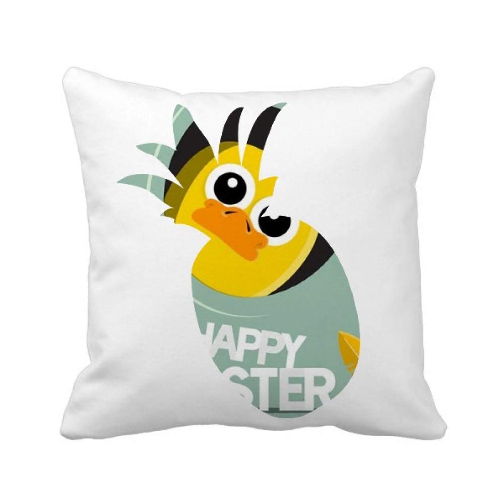 Housse de coussin jacquard motif ananas et poules jaunes carrée finition haut de gamme
