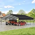 20x20x9FT Metal Car Port, Oversized Metal Garage with Steel Frame, Heavy Duty Carports for Car, Boats, Tractor