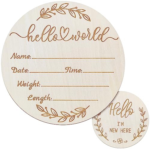Image of ZIEYOMI Baby Announcement Sign - Hello World Newborn Name Sign for Nursery & Hospital - Welcome Baby Shower Prop Board