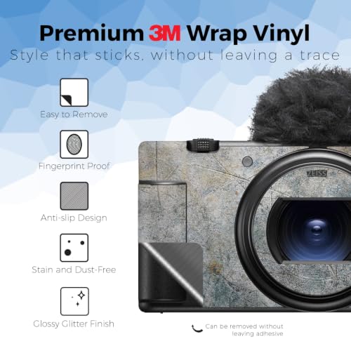 Image of Glossy Glitter Camera Skin Compatible with Sony ZV-1 Mark II (2023) - Shadow Concrete - Premium 3M Vinyl Protective Wrap Decal Cover - Easy to Apply | Crafted in the USA by MightySkins