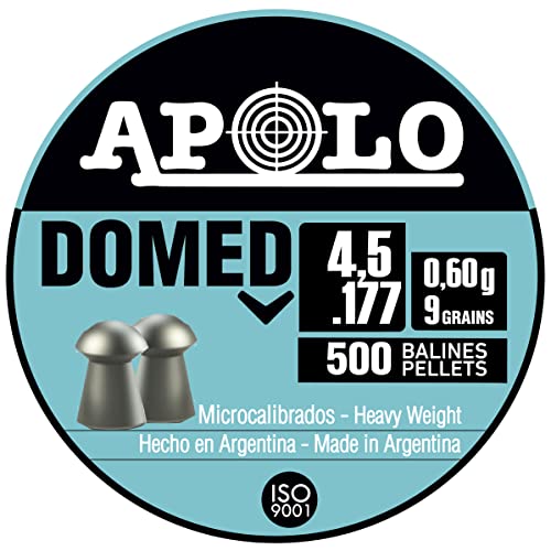 Apolo Domed Airgun Pellets, 4.5mm.177 Caliber, E19913 Silver