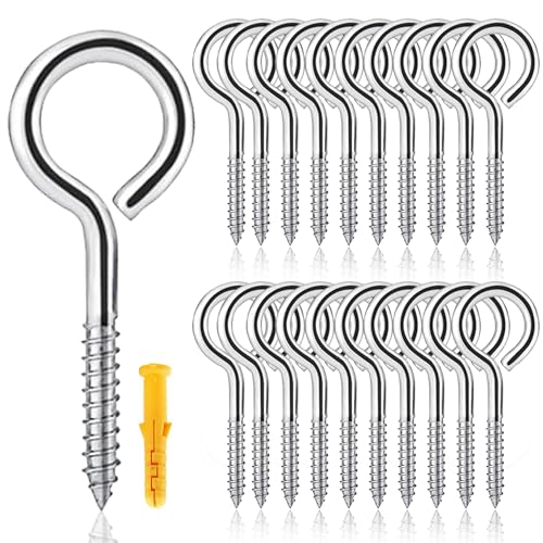 Rhimooay Ösenschraube 304 Edelstahl 20 Stück Ringschraube Robuste Rostfrei Schraubösen Ringschraube Haken Zum Schraubhaken Ösenhaken um eine Wäscheleine zu Spannen WeihnachtsgirlandeM3-40mm