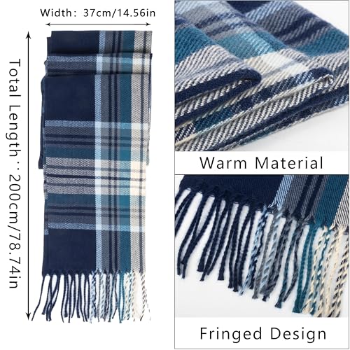 INOGIH Winter Classic Scottish-Tartan-Buffalo-Plaid-Scarf Christmas Soft-Warm-Cashmere Shawl-Wrap with Fringes for Women Men2