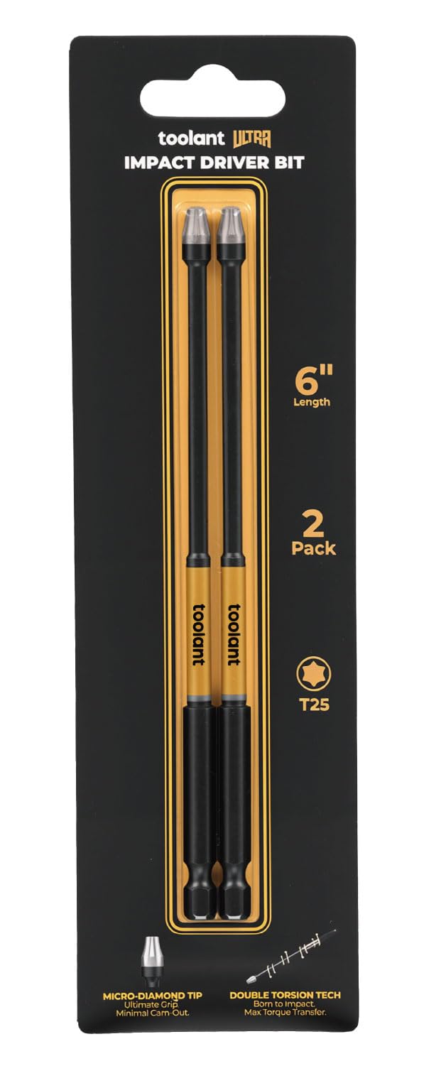 toolant T25 6" Impact Torx Bits, 1/4" Hex, S2 Steel, 2-Piece Set