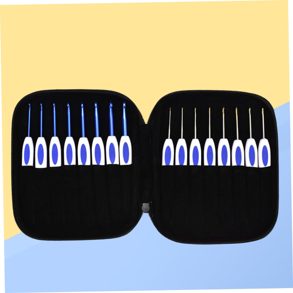 Homoyoyo Crochet Accessories 16pcs Aluminum Knitting Needles Crochet Hooks Set Storage Bag Smooth Handle Great for Levels