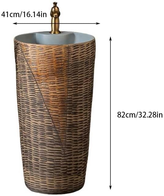 Bathroom Countertop Vessel Sink Home Balcony Column Sink Wash Basin Ceramic Hotel Pedestal Sink Vanity