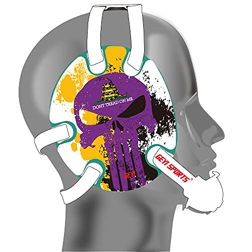 Geyi Wrestling Headgear with Purple Do not Tread On Me Decals (Teal)