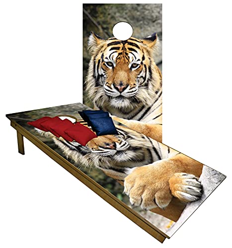Premium Cornhole Set - Wild Tiger Tailgate Cornhole Boards w Set of 8 Cornhole Bags! 4