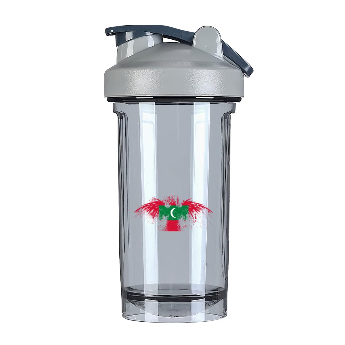 Maldives Maldivians Flag 18 Ounce Shaker Bottle Drink Mixer Leak-proof Pre Workout Protein Shakes Meal Replacement Shakes Bottles 500ML/18 Oz Gray