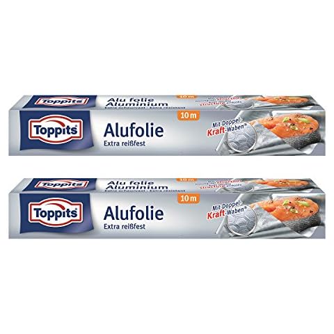 Toppits Alufolie Doppel-Kraft-Waben (10m x 29.5cm), 2er Pack (2 x 10 Meter) Cover