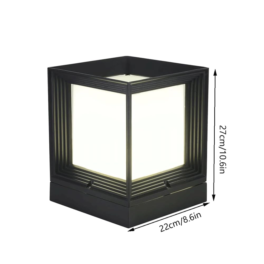 HZWJIA Outdoor Pillar Lamp 8.66 Inch Modern Hardwired Patio Pool Landscape Pillar Head Lamp Outdoor IP54 Rated Waterproof Bollard Lamp With Acrylic Lampshade Suitable For Villa Fence Park Fence Pillar