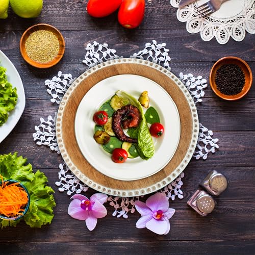 DEVLA Natural Mango Wooden Charger Plates for Dinner (13x13 Inch) | Elegant Dinner Table Decor for Weddings, Christmas, Events Decorative & Reusable, Charger Plate Set of 2