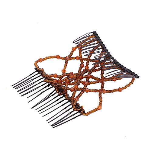 Greatstar Ez Stretch Pearls Combs For Girl, Magic Beading Hair Comb-Double Clips Hair Styling Accessories For Women Girls Hair Beauty (Coffee) #TOP3