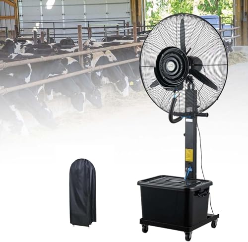 Ventilateur brumisateur 260 W industriel à 3 vitesses pour terrasse, magasin, serre et garage