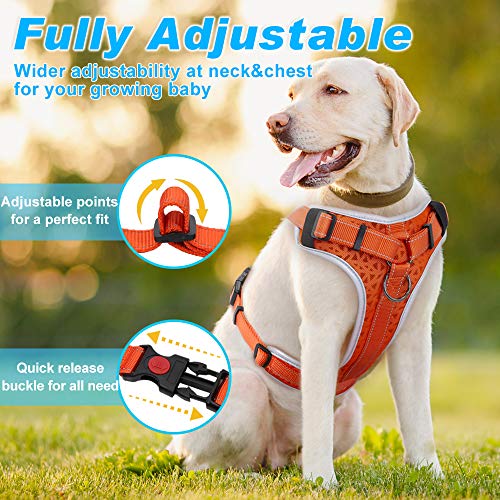 Hondenharnas, anti-trekkend gevoerd borsttuig met reflecterende strepen, zacht instelbaar harnas voor honden, ademend, hondenharnas voor grote middelgrote en kleine honden - Image 4