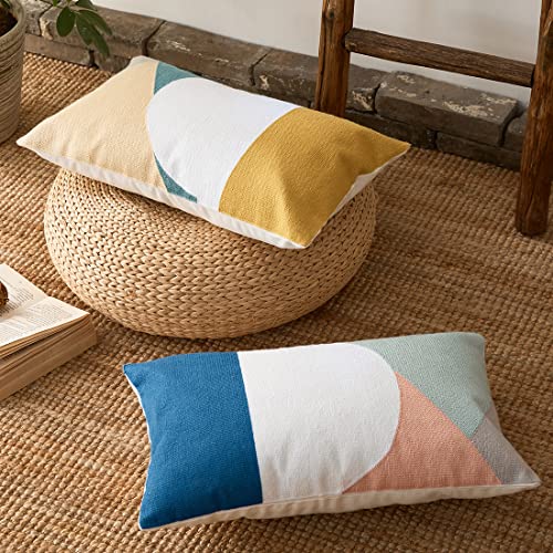 Housse de coussin bohème géométrique tufté en coton brodé pour lit vctops