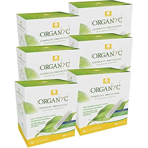 Organyc - 100% Certified Organic Cotton Tampons - Plant-Based Eco-Applicator (Regular Flow, 96 Count (Pack of 6)) Cover