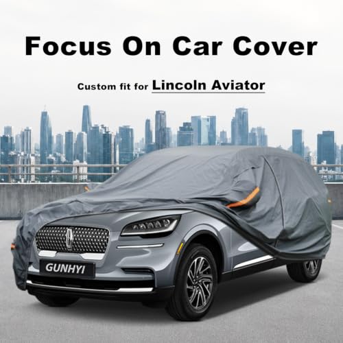 Image of GUNHYI Premium Car Cover Custom Fit Lincoln Aviator, 16 Layers Heavy Duty Car Cover Waterproof All Weather with Zipper Door for Sun Rain Snow Dust Uv Protection