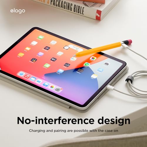 Image of elago Classic Pencil Case Compatible with Apple Pencil (USB-C), Perfect Grip, Protective Skin, Silicone Sleeve, Supports Magnetic Attachment [Yellow]