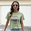 Hippie-Soul-T-Shirt-Womens-Graphic-Tee-Vintage-Shirt-Hippy-Gifts-Tops-Short-Sleeve-Clothing BLANCHES Women Summer Tops 2023 Vintage Graphic Tee Hippy Soul Tops Crew Neck Short Sleeve Casual Tees Green