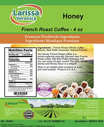 Honey French Roast Coffee (Gourmet, Granos Enteros, 4 oz) miniatura 2