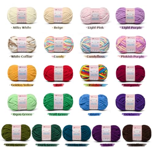 Image of 10.58 oz /147.6 yds Chunky Chenille Yarn for Crocheting, #7 Super Bulky Baby Blanket Yarn for Crocheting Soft, Fluffy Velvet Yarn for Knitting, Amigurumi Crochet Yarn for Crafts (3 Red)