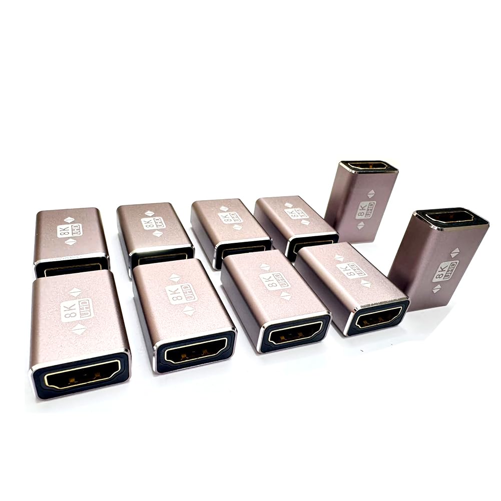 Lot de 10 coupleurs HDMI vers HDMI, adaptateur d'extension HDMI 2.1 femelle vers femelle, prend en charge 8K @ 60 Hz/4K @ 120 Hz 120 UHD, 3D, HDR, ARC, compatible avec ordinateur portable, PC