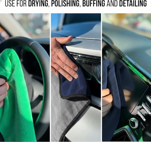 Image of Cotton Bolls Microfiber Cloth for Car Cleaning (4 Pcs) - Ultra Soft, Thick Plush, Double Sided Microfiber Towel for Car Cleaning, Washing, Detailing, 400 GSM, 40 x 40 cm, Multicolour