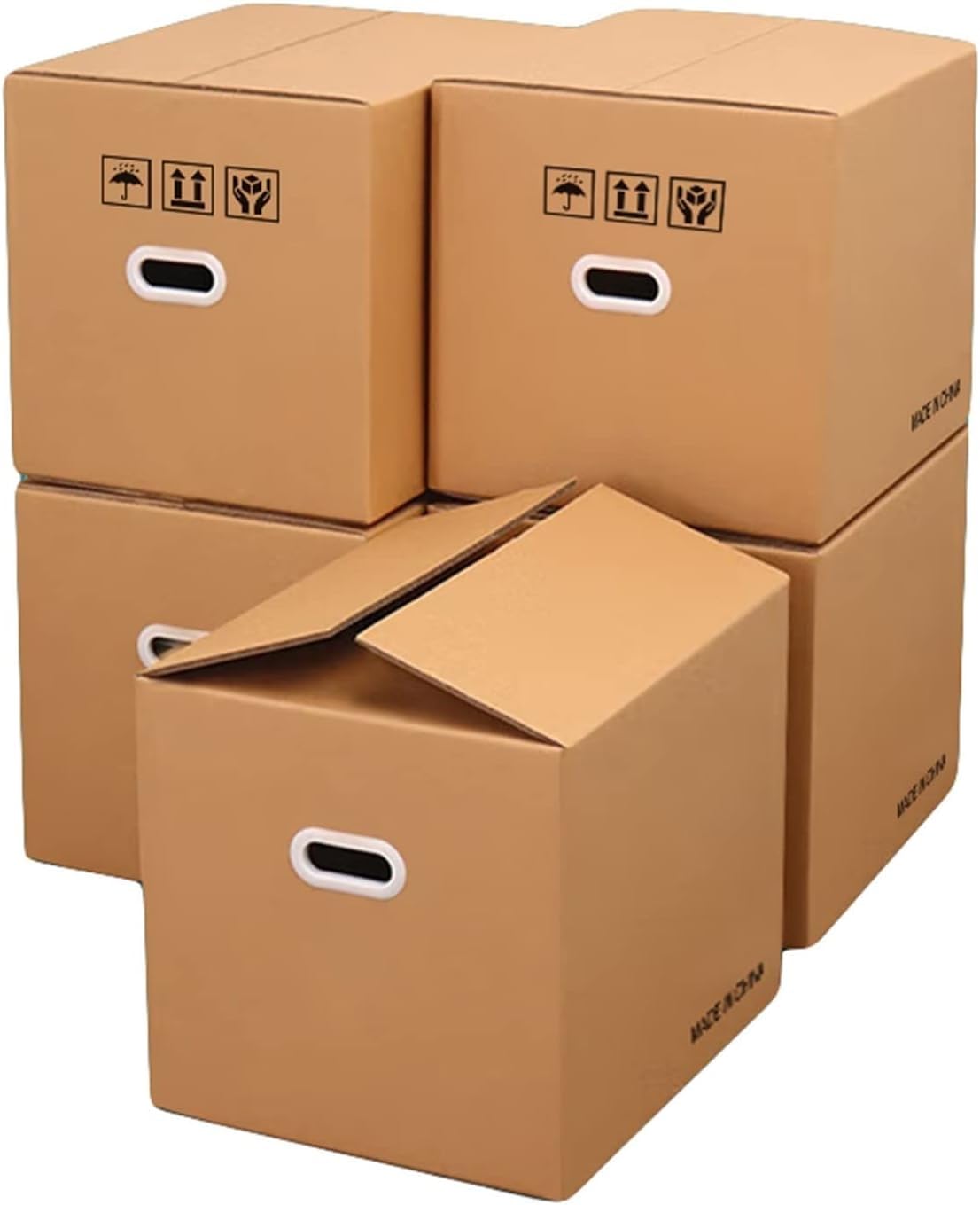 AviiSo Cajas de Cartón Paquete de 3/5 Almacenamiento de cartón Embalaje Cajas para mudanzas con asas, Caja de cartón corrugado para oficina en casa (Color : 5Pack, Size : 50x35x30cm/20x14x12in)