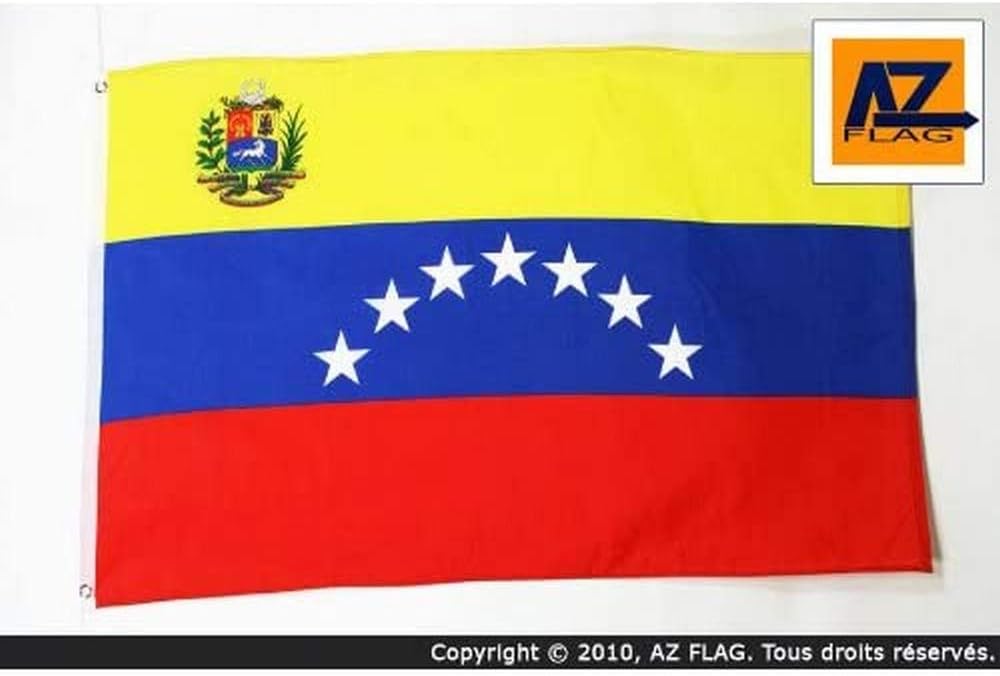 AZ FLAG, Venezuela Old 7 Stars With Arms Flag, 3x5 Ft, 100D Polyester Former Venezuelan Banner with Two Metal Grommets