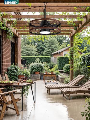 LEDIARY Outdoor Ceiling Fan with Light and Remote,Waterproof Gazebo Fan with Hanging Hook,6 Speeds, 3CCT, 20 Inch Caged Plug in Ceiling Fan for Patios,Porch, Pergola,Canopy - Image 8