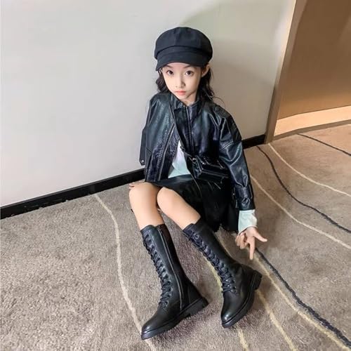 Bottes d'hiver à lacets cuir filles BININBOX fermeture éclair chaude
