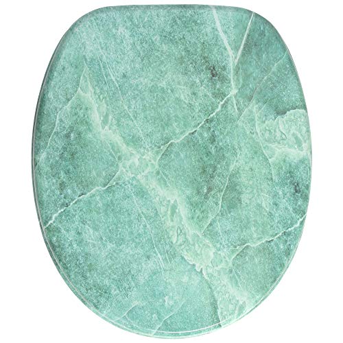 Sanilo Abattant WC, Grande sélection de lunettes de toilette, Finition de haute qualité, Charnières robustes, Fixation facile (Marbre vert)